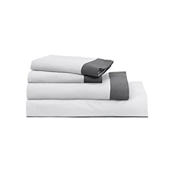 Casper Sheet Set Breathable Soft and Durable Supima Cotton 6 Sizes and 6 Colors Available, Queen, White/Slate