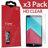 LG G4 Screen Protector  iCarez HD Clear  Unique Hinge Install Method With Kits  Highest Quality Premium Screen Protector for For LG G4 High Definition Ultra Clear Anti Bacterial Bubble Free Reduce Fingerprint Screen Protector PET Film Made in Japan Easy Install With Lifetime Replacement Warranty 3-Pack - Retail Packaging 2015