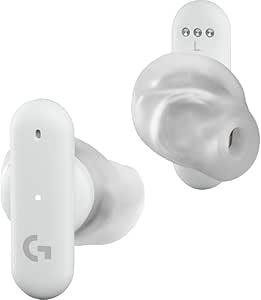 Logitech G FITS True Wireless Gaming Earbuds, Custom Molded Fit, Lightspeed   Bluetooth, Four Beamforming Microphones, PC, Mac, PS5, PS4, Mobile, Nintendo Switch - White (Renewed)