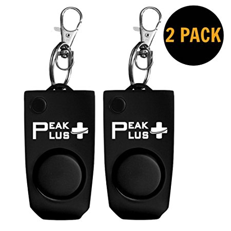 PeakPlus Personal Security Alarm [2 Pack] - 120 dB - For Women, Elderly, Children or Emergency Situations - Safety Keychain Alarm - Personal Protection System - Panic Alert - Built-In Whistle