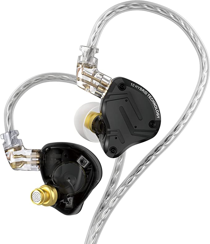KZ ZS10 Pro X in Ear Monitor, Upgraded 4BA 1DD KZ Headphone Multi Driver in Ear Earphone IEM with Alloy Faceplace Detachable Silver-Plated Recessed 0.75mm 2Pin Cable for Audiophile(Dark,with Mic)…