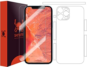 Skinomi Full Body Skin Protector Compatible with Apple iPhone 12 Pro Max (6.7 inch)(Screen Protector   Back Cover) TechSkin Full Coverage Clear HD Film