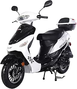 X-PRO Milos 50cc Moped Scooter with 10" Aluminum Wheels, Rear Trunk, Electric/Kick Start! (White)