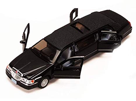 Kinsmart 1/38 Scale Diecast 1999 Lincoln Town Car Stretch Limousine in Color Black