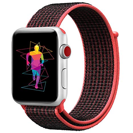 INTENY Sport Band for Apple Watch 38mm 42mm, Soft Lightweight Breathable Nylon Sport Loop Replacement Strap for iWatch Apple Watch Series 3, Series 2, Series 1, Hermes, Nike , Edition