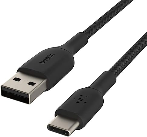 Belkin Boost Charge Braided USB-C Cable (USB-C to USB-A Cable, USB Type-C Cable for Samsung, Pixel, iPad Pro, Nintendo Switch and More) 1 m, Black