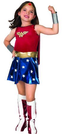 Super DC Heroes Wonder Woman Child's Costume - Child's Small Size 4 to 6, for ages 3 to 4, 44 to 48-inches tall, 25 to 26-inch waist, 27 to 28-inch chest, 27 to 28-inch hips