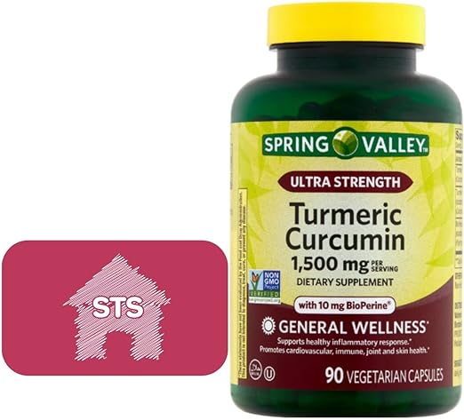 Spring Valley Turmeric Curcumin, Ultra Strength, 1,500 mg, 90 Count   STS Sticker.