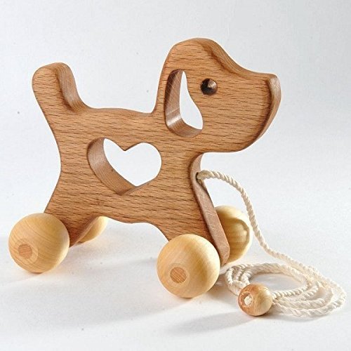Pull Along Toy - Wooden doggy Baby Toy - Montessori Inspired Wood Dog Toy - Eco-Friendly Wooden Toy for Toddlers