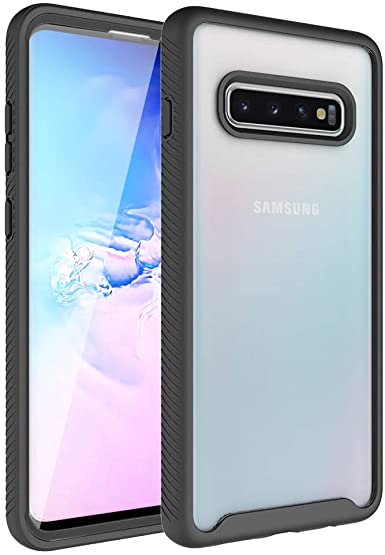 Ownest Compatible with Samsung Galaxy S10 Case with Clear Acrylic Heavy 2 in 1 Protection Hard Back TPU PC Shockproof Scratch Resistant for Samsung S10-Black Black