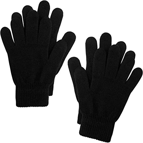 Cooraby 2 Pairs Winter Magic Gloves Classic Knit Warm Gloves Accessories for Man, Woman or Teens