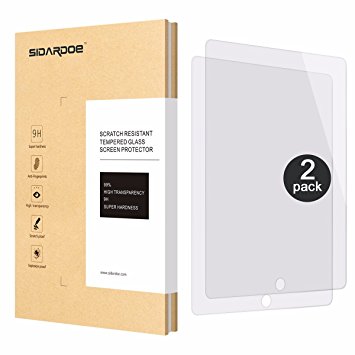 [2-Pack] iPad Pro 9.7 Screen Protector, SIDARDOE Tempered Glass Screen Protector for iPad Air, iPad Air 2, iPad Pro 9.7 inch (2016 Version), HD Ultra Clear, 0.33mm 2.5D Round Edge