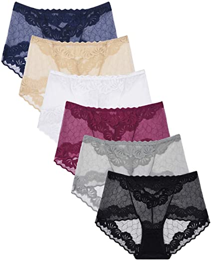 Women's Seamless Lace Boyshort Panties Retro Lace Underwear Panties