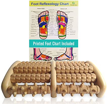 TheraFlow TheraFlow Large Dual Foot Massager Roller - Plantar Fasciitis Heel & Arch Pain Relief- *2017 Enhanced Model* - Laminated Printed Foot Chart & Detailed Instructions Included