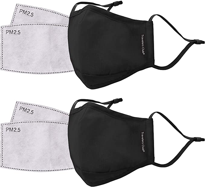 Travelers Club 2 Piece Face Mask Plus 4 Air Filters Set