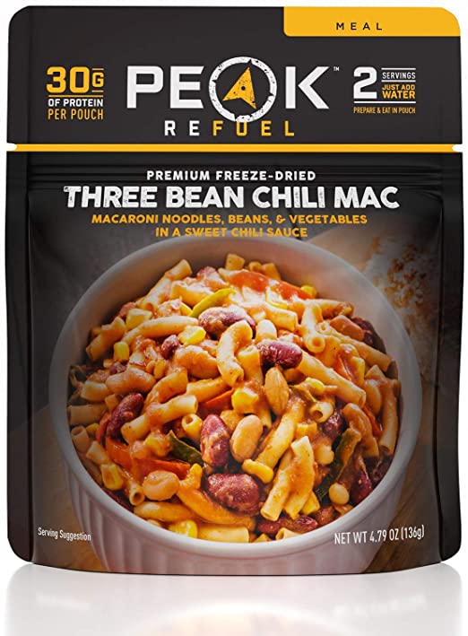Peak Refuel Three Bean Chili Mac | Vegan | Freeze Dried Backpacking and Camping Food | Amazing Taste | High Protein | Quick Prep | Lightweight