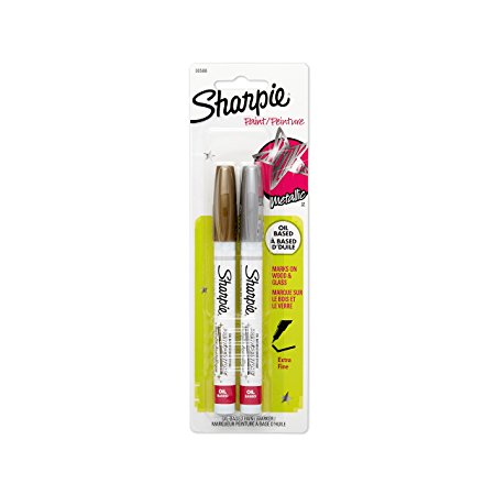 Sharpie Oil-Based Paint Markers, Extra Fine Point, Metallic Colors, 2-Count