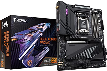 GIGABYTE B650 AORUS PRO AX (AM5/ LGA 1718/ AMD B650/ ATX/ 5-Year Warranty/ DDR5/ Quad M.2/ PCIe 5.0/ USB 3.2 Gen2X2 Type-C/WiFi 6E/ Intel 2.5GbE LAN/Q-Flash Plus/EZ-Latch/Gaming Motherboard)