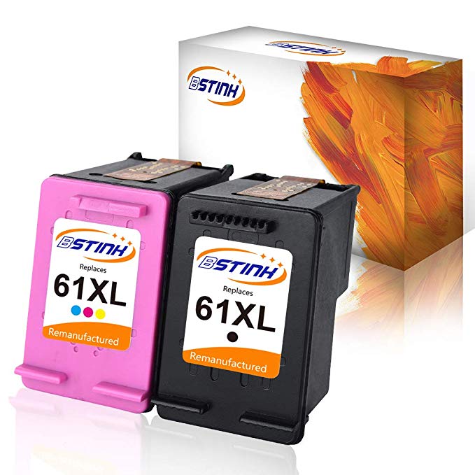 BSTINK Remanufactured Ink Cartridge Replacement for HP 61XL 61 XL High Yield Used in HP Envy 4500 4502 5530 5534 HP Deskjet 1000 1512 2540 3050 3510 2510 HP Officejet 4630 Printer,1 Black 1 Tri-Color