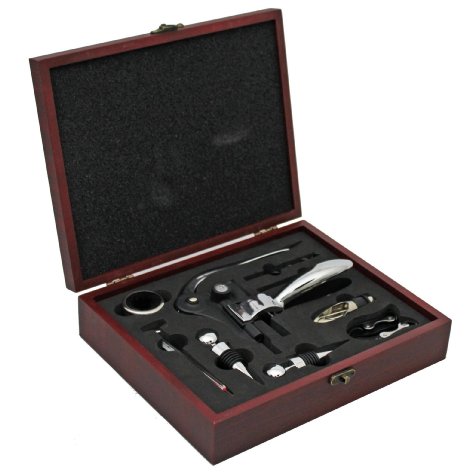 Luxury 9 Pieces Wine Accessories Gift Set for Wine Lovers by Kitchy