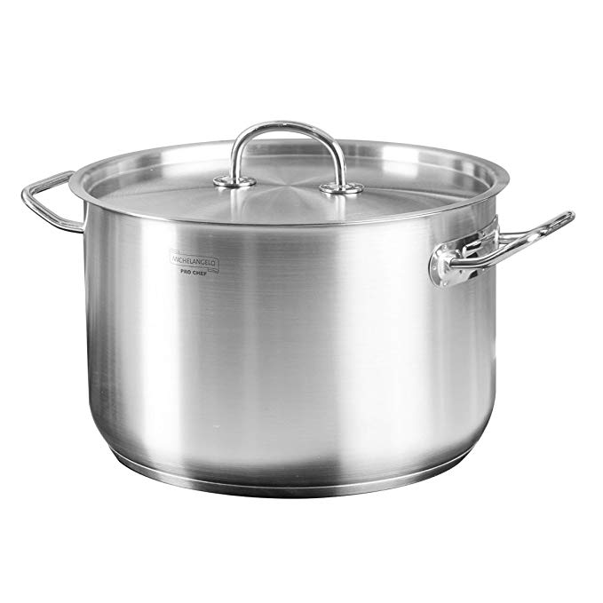 MICHELANGELO 10 Quart Stock Pot, Premium Stainless Steel 10 Qt Induction Pot with Lid, 10 Qt Pot for Soup, Large Pot with Lid, 10 Quart Stainless Steel Sauce Pot, Induction Compatible Pot