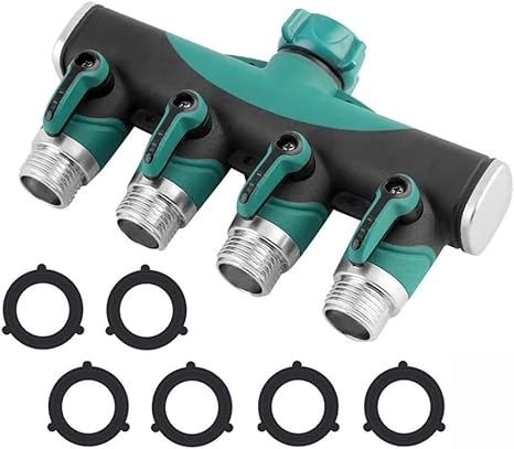 Garden Hose Splitter 4 Way Heavy Duty Hose Splitter 3/4" Leak-Free Water Hose Adapter Connector Ideal for Lawns,Garden,Drip Irrigation