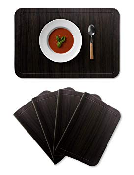 Alpiriral Dining PlaceMats Set of 4 Heat Resistant PlaceMats Easy to Wipe Off Scrub Vinyl Place Mats Washable Table Mats Protect A Table from Messes & with A Nice Looking in hickory wood brown