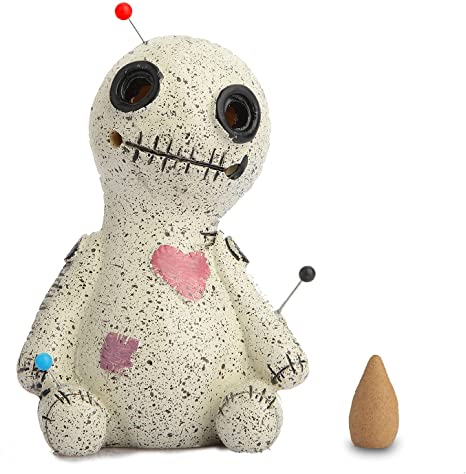 Voodoo Doll Cone Incense Burner Smokes from Eyes & Mouth, Voodoo Doll Cone Burner Gothic Resin Ornament Handmade Craft for Home Decoration(1pc)