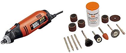 BLACK DECKER RTX-B 3 Speed RTX Rotary Tool with Storage Case with BLACK DECKER RT1022 Rotary Tool Accessory Kit 63-Piece