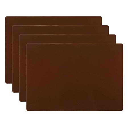 HomeDo 4Pack Waterproof Silicone Placemats, Non-Stick Baking Mat, Non-Slip Dining Placemat for Kids, Heat Resistant Insulation Countertop Protector Pads, Thicken (Coffee, 15.75x11.81Inch-4pack)