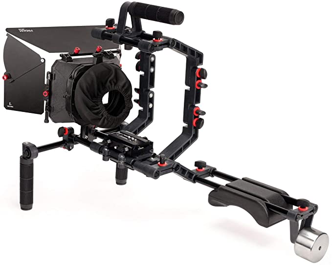 FILMCITY DSLR Camera Shoulder Support Rig Kit with Cage & Matte Box | DV HDV DSLR Video Camcorders Compatible | Free - Offset Z Bracket (FC-02)