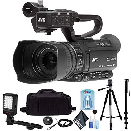 JVC GY-HM250 UHD 4K Streaming Camcorder with Built-in Lower-Thirds Graphics Base Combo