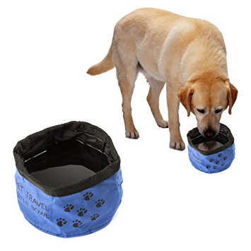 Best Travel Dog Bowl PoPo-Show Feed Your Pet When Traveling On The Go Oxford Cloth Collapsible Folding Food & Water Bowls For Feeding Dogs & Cats