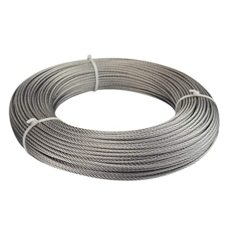 Muzata 65ft 1/16" Wire Rope Stainless Steel Aircraft Cable 7x7 Strand Indoor Outdoor for String Light DIY Clothesline for Yard Garden WR08