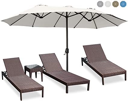 ABCCANOPY 15'Double-Sided Aluminum Table Patio Umbrella,Garden Large Umbrella Camping,Swimming Pool 7 Colors,Beige