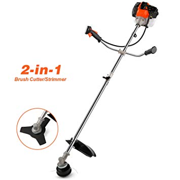 COOCHEER 42.7CC 2-Cycle Gas Straight Shaft String Trimmer and Brush Cutter with Detachable Head for Trimming Weed, Brush Cutting, 2-in-1 Weed Trimmer