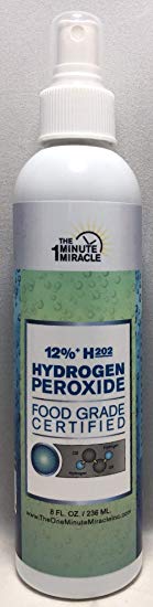12% Hydrogen Peroxide Food Grade - Diluted from 35% H2o2 with Distilled Water to 12% - Recommended by: The One Minute Cure Book - 8 oz Spray Bottle