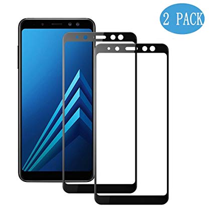[2-Pack] Samsung Galaxy A8 Screen Protector, MOCACA 9H Hardness 99% HD Clarity Premium Tempered Glass Screen Protector for Samsung Galaxy A8 2018 [Full Screen Coverage] - Black