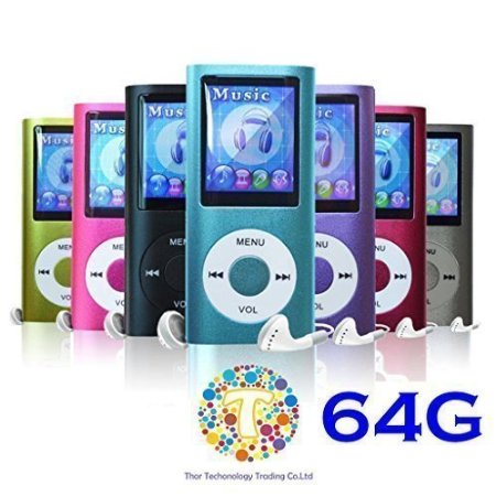 Thor 64 GB Slim 18 LCD Mp3 Mp4 Player MediaMusicAudio Player with accessoriesBlue Color