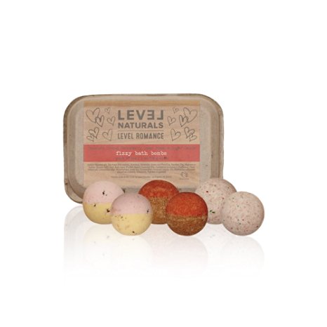 LIMITED EDITION: Level Naturals Bath Bombs - Romance Bath Bomb Variety 6 Pack (2 x Chocolate Covered Strawberry, 2 x Dozen Roses, 2 x Valentine Cookies)