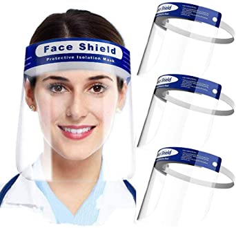 3 Pack Protective Plastic Face Shield Mask I Safety Droplet Protection I Reusable Transparent Face Guard I One Size Fits All