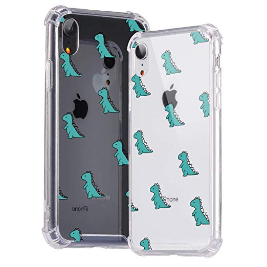 idocolors Cute Dinosaur Phone Case for iPhone 8/7 Shockproof Hard Plastic Back   TPU Soft Bumper Clear Pattern Cover Animal Cartoon for Girls & Boys