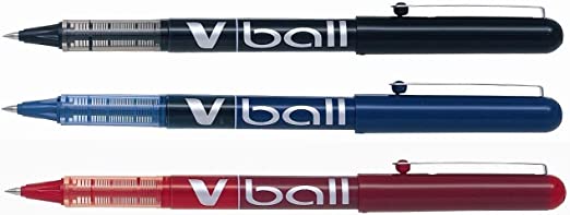 Pilot V-Ball 0.5 Liquid Ink Rollerball Pen Wallet of 3 - Assorted Colours