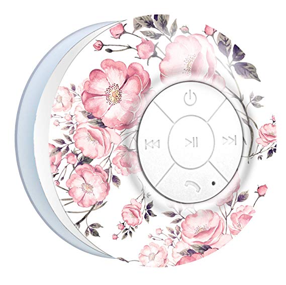 Aduro AquaSound WSP20 Shower Speaker, Portable Waterproof Wireless Bluetooth Speaker (Floral)