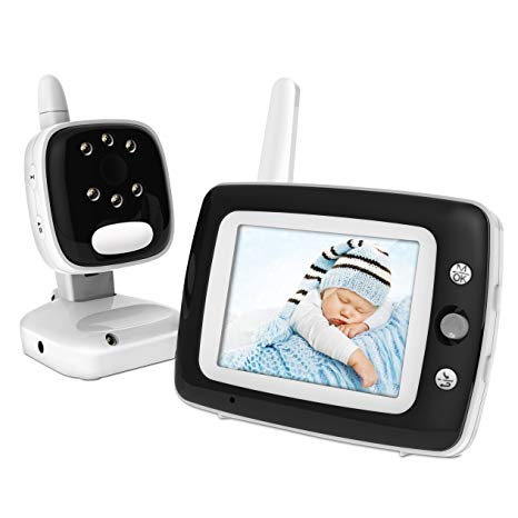 Digital Video Baby Monitor with 3.5 Inch Color Screen, Infrared Night Vision, Soothing Lullabies, Two Way Audio and Temperature Monitoring