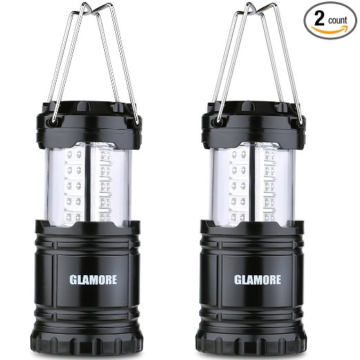 Glamore 30 LED Ultra Bright Portable Outdoor Camping Lantern Flashlights Collapsible Flashlight 2 packs