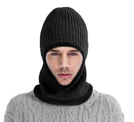 Muuttaa Warm Knitted Balaclava Beanie Hat,3-in-1Windproof Ski Face Mask Winter Hats