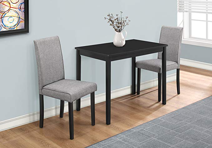 Monarch Specialties I 1016, Dining Set Set, Parson Chairs, Black/Grey, 3pcs