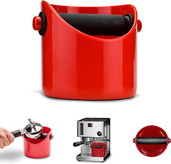 Dreamfarm Grindenstein Coffee Knock Box, 4.3" x 4", Red, DFGR1280