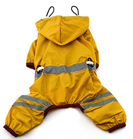 MaruPet Outdoor Polyester Puppy Waterproof Glisten Four-leg Raincoat Doggie Hooded Rain Gear Jumpsuit for Small Extral Small Dog Teddy, Pug, Chihuahua, Shih Tzu, Yorkshire Terriers